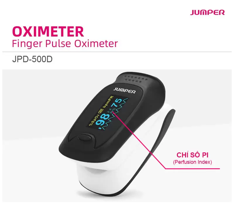 Máy đo nồng độ oxy máu và nhịp tim Jumper JPD-500D (OLED) 4 Chỉ số tưới máu (Pi) hay còn gọi là Perfusion Index
