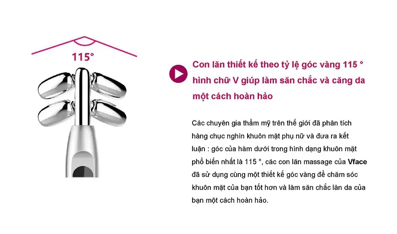 Máy massage nâng cơ tạo khuôn mặt Vline Nanotime F83 6 F83 có thiết kế theo tỷ lệ góc vàng 115 độ
