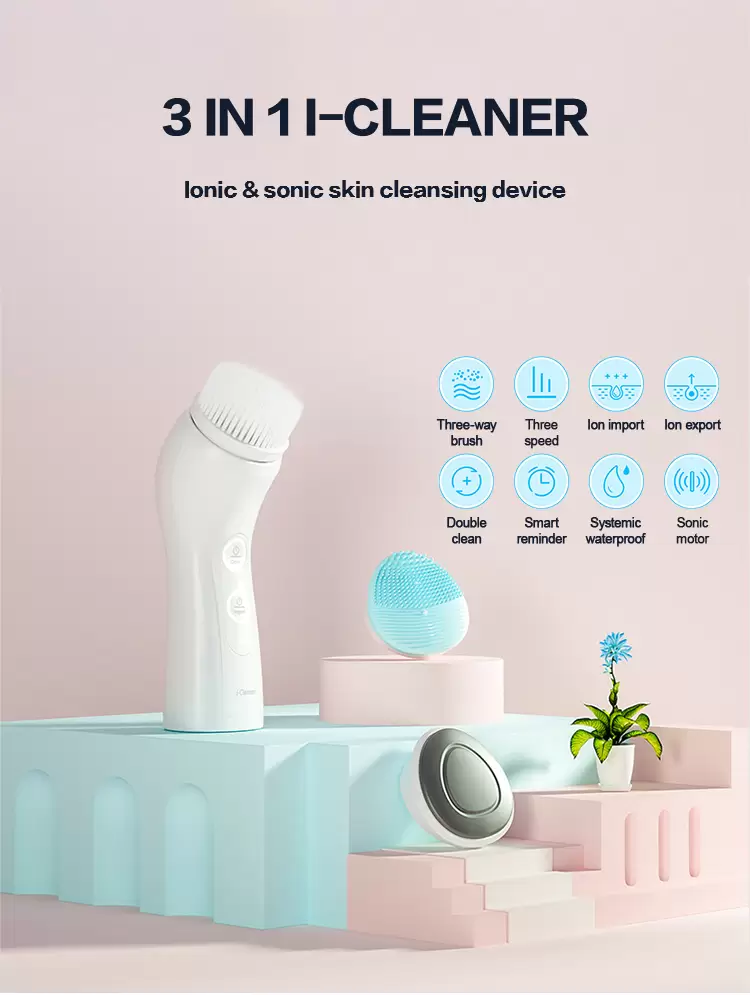 Máy rửa mặt công nghệ siêu âm bổ sung ION 3in1 Nanotime F62 9 Máy được trang bị ba đầu cọ