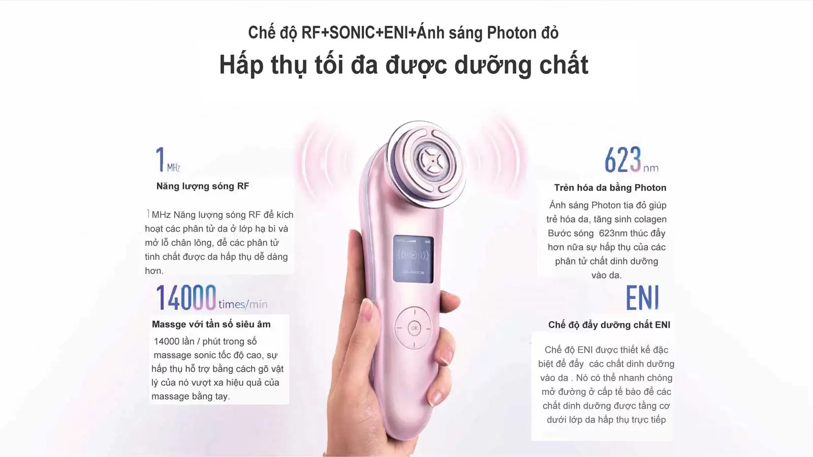 Máy nâng cơ trẻ hoá da 9 in 1 NanoTime F81E 6 Máy NanoTime F81E kết hợp RF, EMS, Photon và Sonic