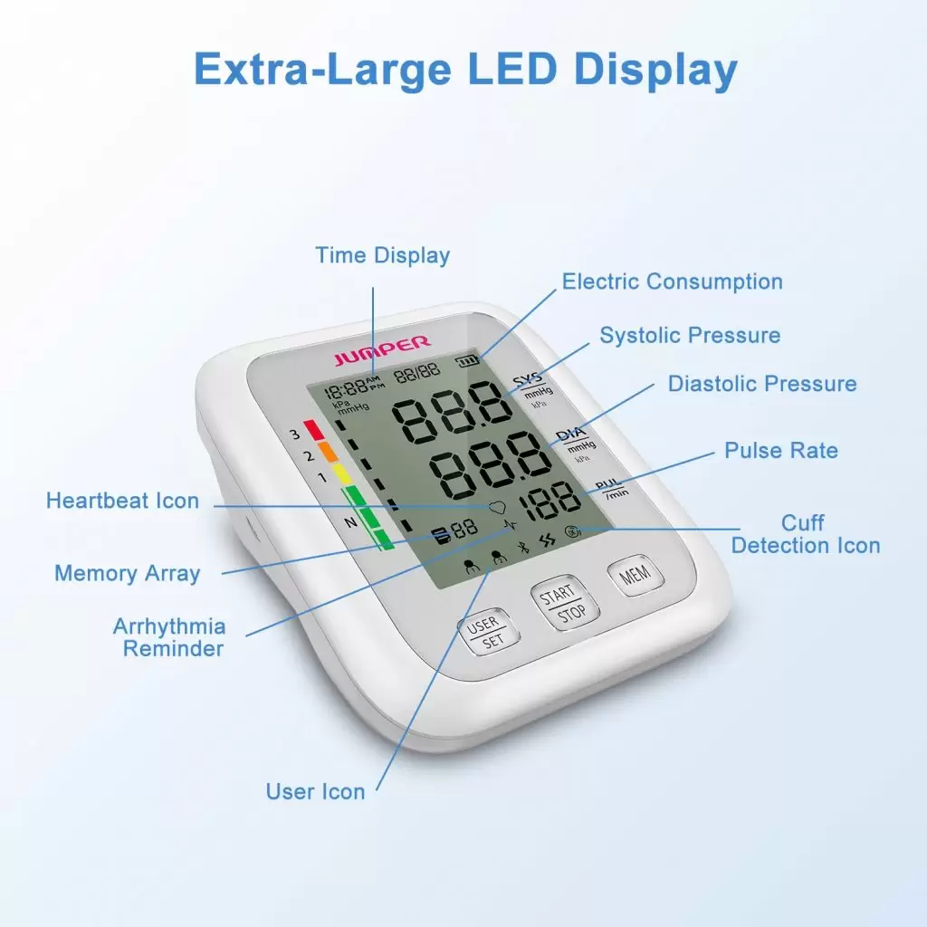 Máy đo huyết áp bắp tay Jumper JPD-HA120 (Bluetooth) 5 Máy đo huyết áp bắp tay Jumper JPD-HA120 (Bluetooth)
