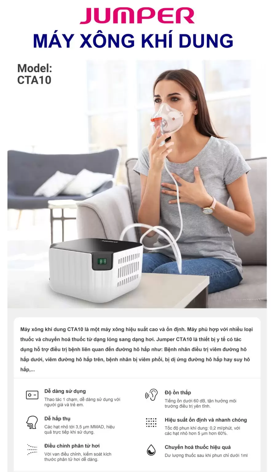 Máy xông khí dung hiệu suất cao Jumper JPD-CTA10 3 Máy xông khí dung hiệu suất cao Jumper JPD-CTA10