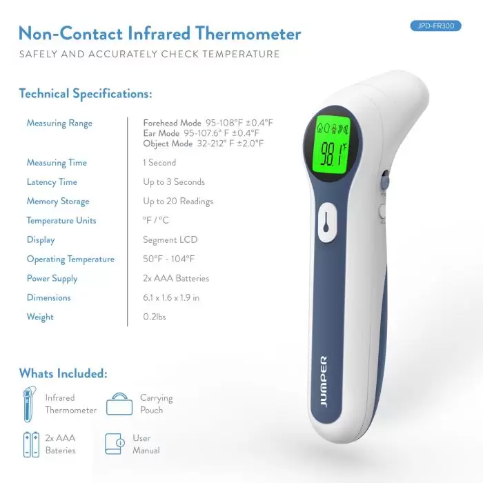 Nhiệt kế điện tử hồng ngoại đo trán và tai Jumper JPD-FR300 6 Nhiệt kế điện tử hồng ngoại đo trán và tai Jumper JPD-FR300
